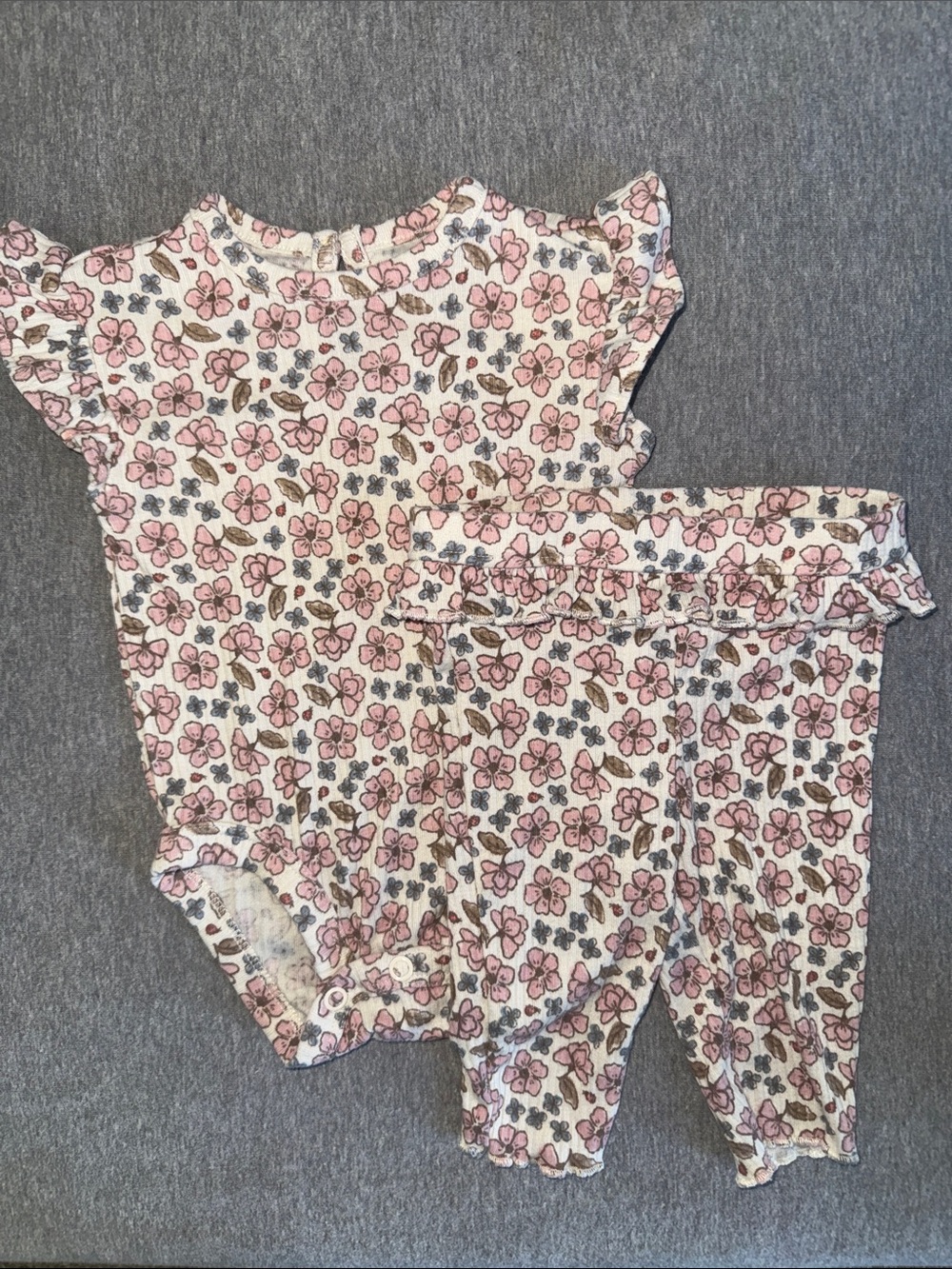 Floral Baby Bodysuit & Pants Set - Pink Floral